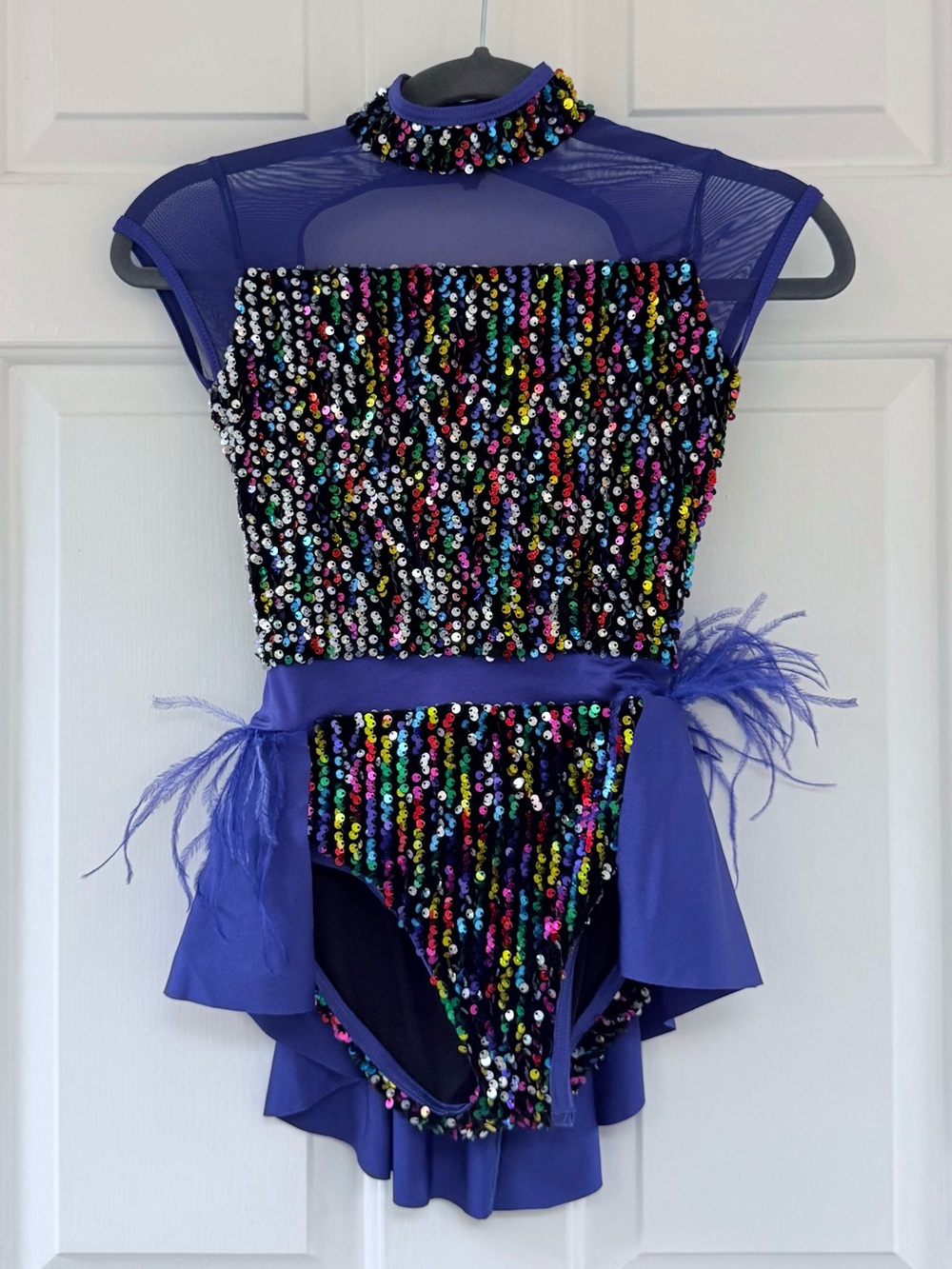 Weissman Purple Dance Costume with Multicolor Sequins, Style 13478